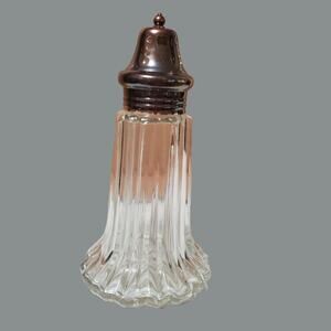 Vintage Lenoard Glass Muffineer Sugar Shaker 6" Foil Label